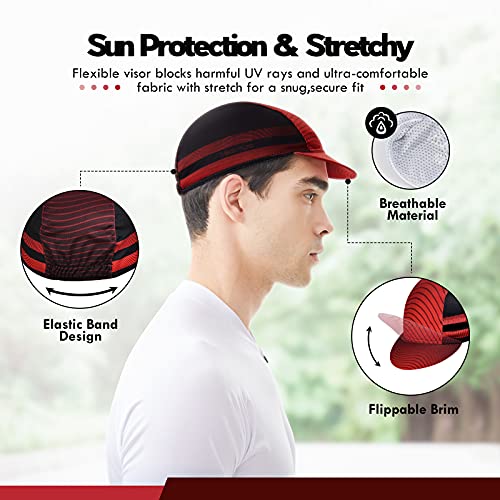 Hikenture Cycling Cap,Cooling Skull Cap Bike Hat with Sun Visor, Summer Breathable Helmet Liner Biking Cap for Men Women - color: Red
