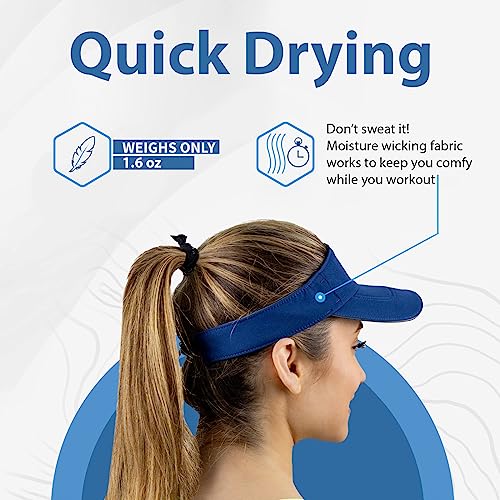 TrailHeads Women's Performance Sun Visor Hat for Running, Golf & Sports - color: Navy