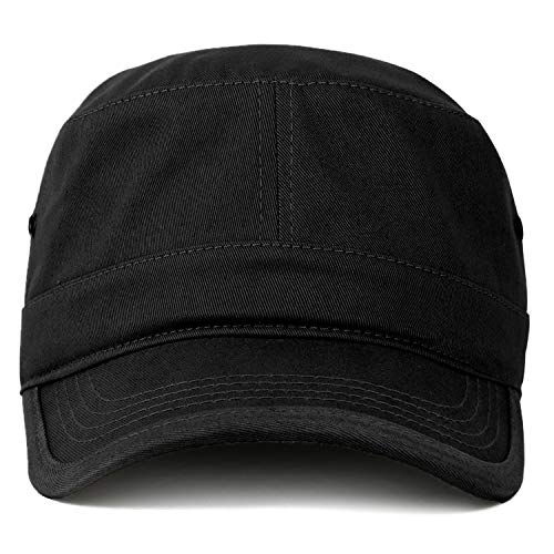 Trendy Apparel Shop 오버사이즈 XXL 플랫 탑 스타일 아미 캡 - color: 블랙.