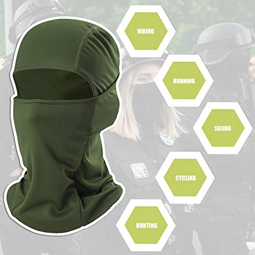 Balaclava Face Mask Adjustable Windproof UV Protection Hood - color: Army Green