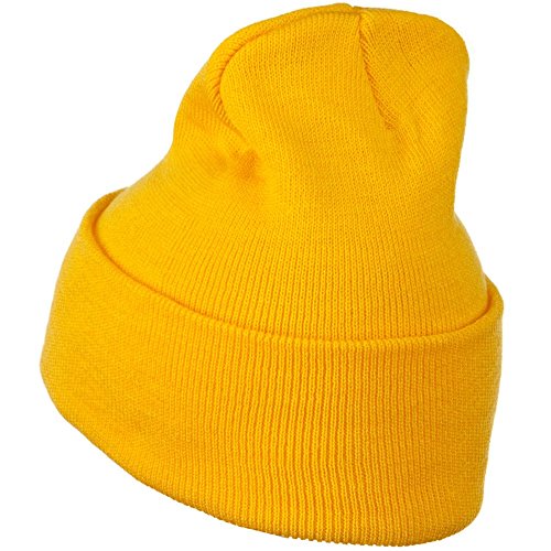 MG 12 Inch Long Knitted Beanie - color: Yellow Osfm