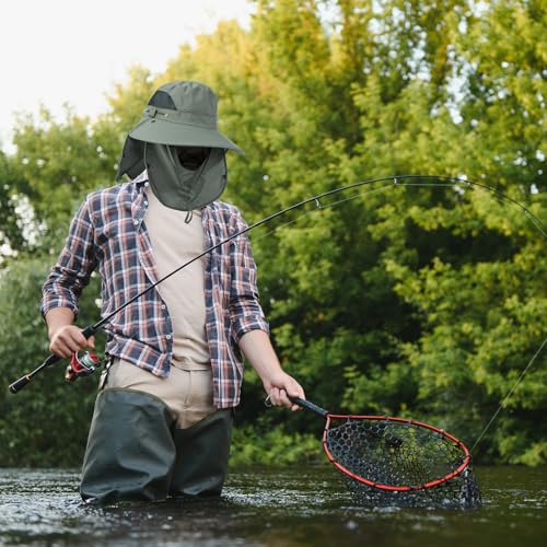 Cuffbow 3 Pcs Sun Hat for Men Women with Neck Flap Breathable Wide Brim Bucket Hat UV Protection UPF 50+ Fishing Hiking - color: Black, Dark Gray, Army Green