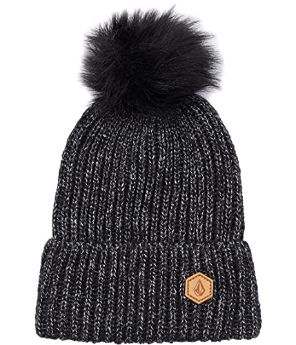 Volcom Women's Lula Faux Fir Pom Snow Beanie - color: Black S2