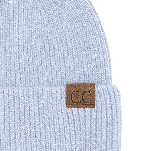 C.C Fuzzy Beanie for Women Unisex - Acrylic Stretchable Soft Warm Knit Winter Skully Hat - color: Angora-sky Blue