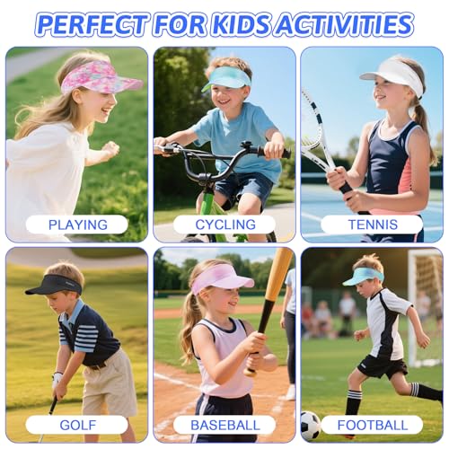 Kids Sun Visor Hats for Girls Boys, Packable Cooling Stretchy Visor - color: Black