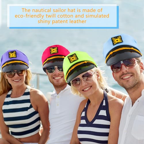 8 Pieces Captain Hats Adjustable White Sailors Navy Marine Admiral Caps for Yacht Theme Party Costume Accessory - color: Style 6