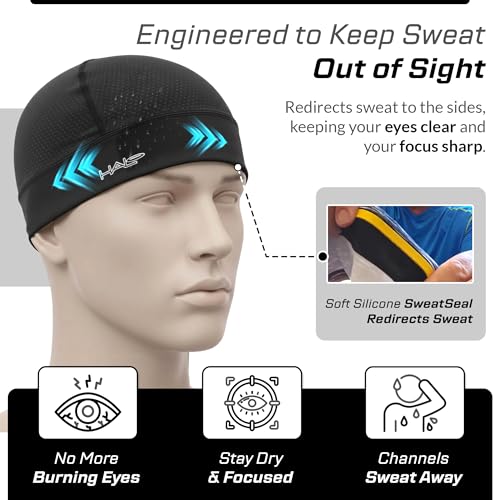 Halo Headband Skull Cap - The Ultimate Sweat Diverting, Absorbent, Lightweight, High Performance Skull Cap - color: white