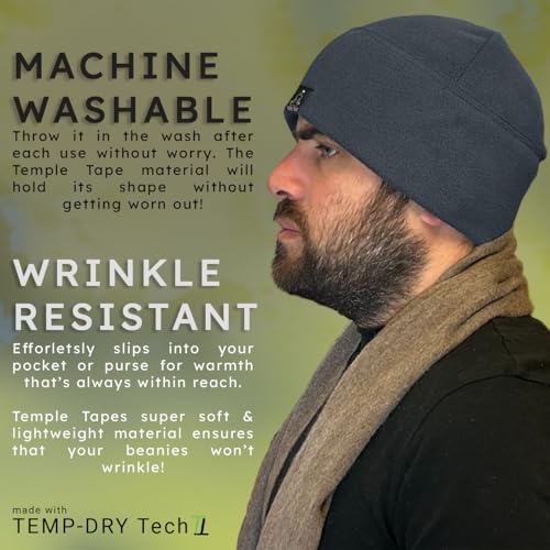 Temple Tape Tactical Fleece Watch Cap Beanie – Skull Cap Fleece Hat - Mens & Women - color: Graphite Gray, size: One Size