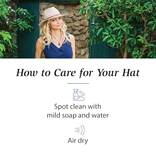 Wallaroo Women’s Petite Kristy Fedora (Ivory/Stone, Small) – UPF 50+ UV Sun Protection, Packable, Adjustable, Small Size – Fedora Sun Hat for Travel, Hiking, Outdoor Adventures | Year Round