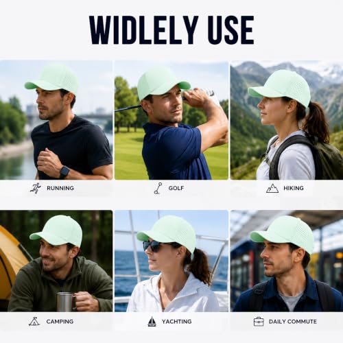 Quick Dry Baseball Cap Curved Brim Snapback Hat Mesh for Men Women - color: Lightgrey+aquagreen+lightblue