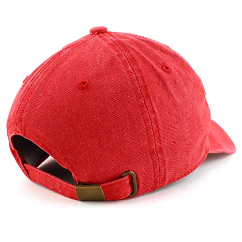 Trendy Apparel Shop Dad Embroidered Pigment Dyed Low Profile Cotton Cap - color: Red