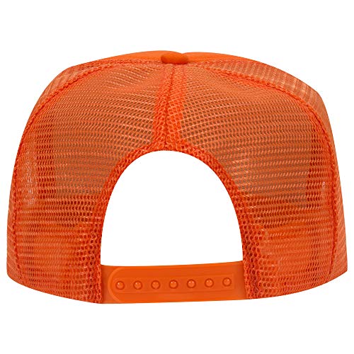 Ashen Fane Kids' Polyester Foam Front 5 Panel High Crown Mesh Back Trucker Hat - color: Orange