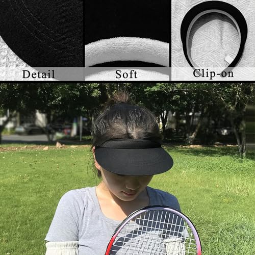 3 Pack Sports Sun Visor Hat Women Men Adjustable Clip On Visors Outdoor Golf Beach Cap - color: White, Purpleflower, Black
