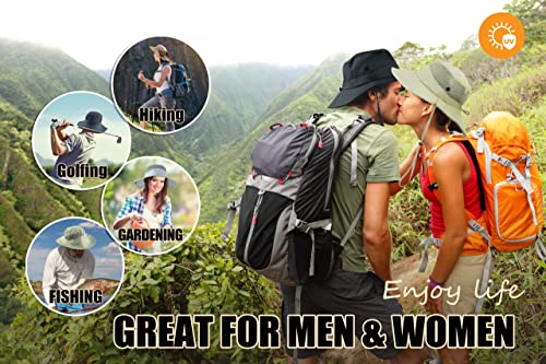 Mens Sun Hat Wide Brim Breathable Mesh UPF 50+ Waterproof Fishing Hat Safari Hat Foldable Boonie Cap - color: Deep Gray