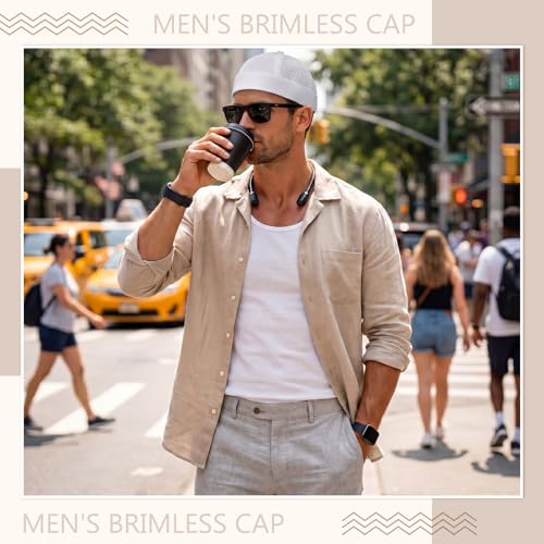 Tivi 4 Pack Mens Mesh Brimless Hat Docker Caps Quick Dry Summer Skullcap