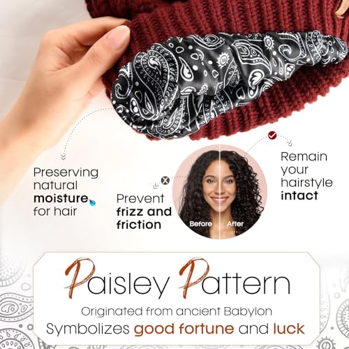 FURTALK Winter Beanie Hat for Women Satin Lined Cable Knit Chunky Slouchy Beanies Skull Warm Cap - color: Aged Brick