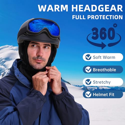 Balaclava Ski Mask for Men Cold Weather,Winter Thermal Face Mask Women for Snowboarding Motorcycle Cycling - color: Black+dark Grey