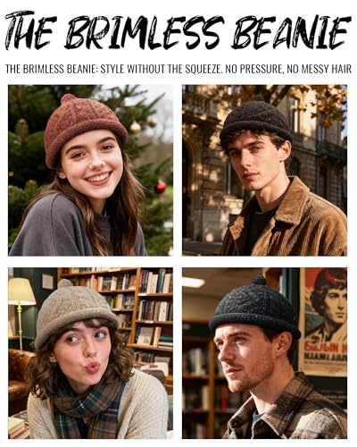 Croogo Brimless Hats Winter Watch Cap No Visor Knit Beanie Sailor Fisherman Docker Cap - color: Burntorange