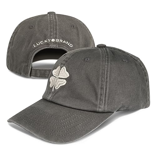 Lucky Brand Classic Cotton Adjustable | Dad Hat | Baseball Cap | Golf | Fishing | Low Profile | 5 Panel Design - color: Clover - Charcoal Grey