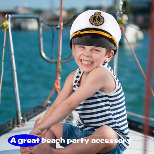 8 Pieces Captain Hats Adjustable White Sailors Navy Marine Admiral Caps for Yacht Theme Party Costume Accessory - color: Style 7
