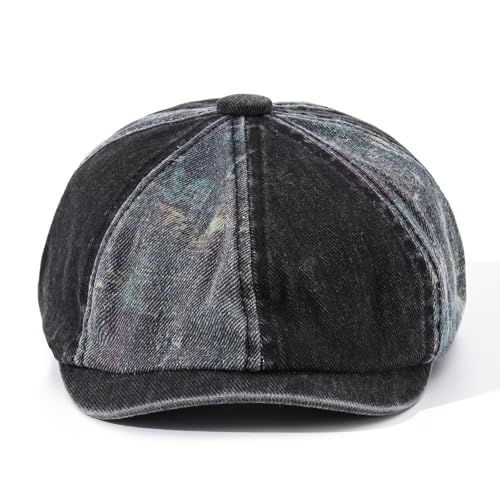 8 Panel Newsboy Cap Scally Cap Vintage Bakerboy Beret Cabbie News Flat Caps Ivy Cabbie Golf Hat Hooligan Driver Hats - color: Mg-blm2593-black