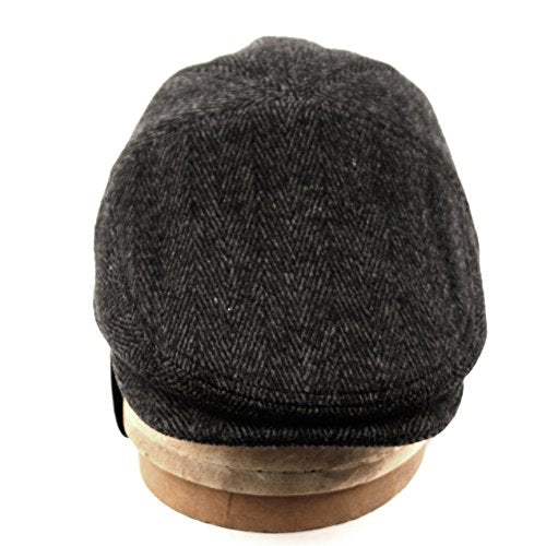 EPOCH Wool Blend Herringbone Winter Ivy Cabbie Hat w/Fleece Earflaps – Driving Hat - color: Ive2341dk Gray, size: X-Large