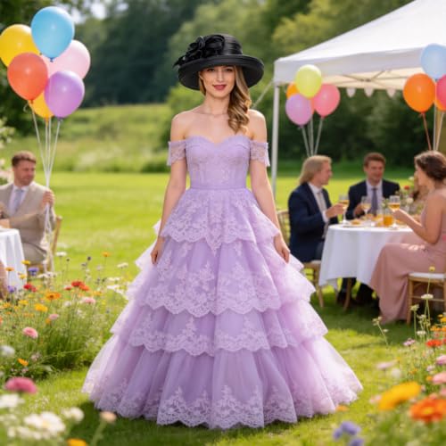 Ruphedy Women Derby Church Dress Bucket Hat Fascinators Tea Party Wedding Hat - color: Sd702-black