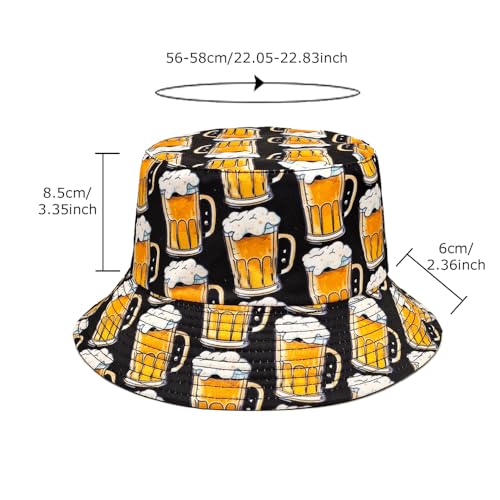 Quanhaigou Bucket Hats Unisex Summer Travel Beach Fisherman Cap for Men Women Teens - color: Beer Mug