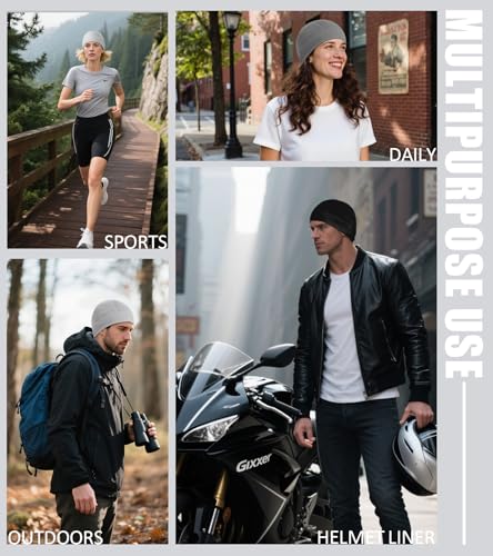 Skull Cap Helmet Liner for Men Women Cooling Hat Running Beanie - color: Set B-black,dark Gray,light Gray