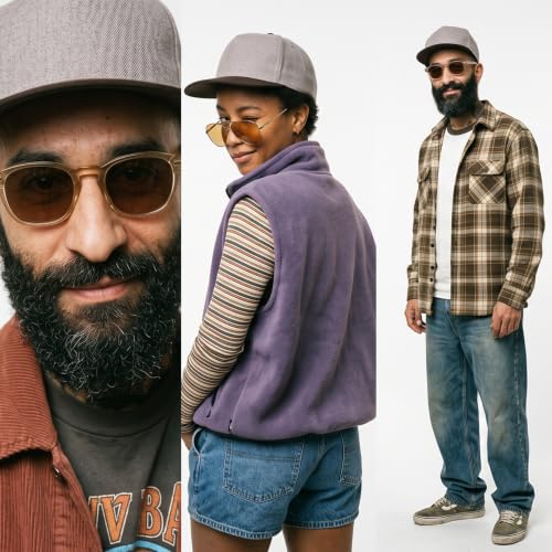 Daxton Men Original Trucker Hat Cotton Twill with Adjustable Snapback 5 Panel A-Frame Cap - color: 2 Pack - All Black, Heather Gray Black
