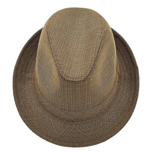Men's 20s Trilby Fedora Short Brim Panama Hat Unisex Casual Jazz Cap - color: Khaki, size: Medium-Large