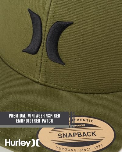 Hurley Mens Cap Del Mar Mesh Panel Trucker Hat with Snap Back - color: Olive Canvas
