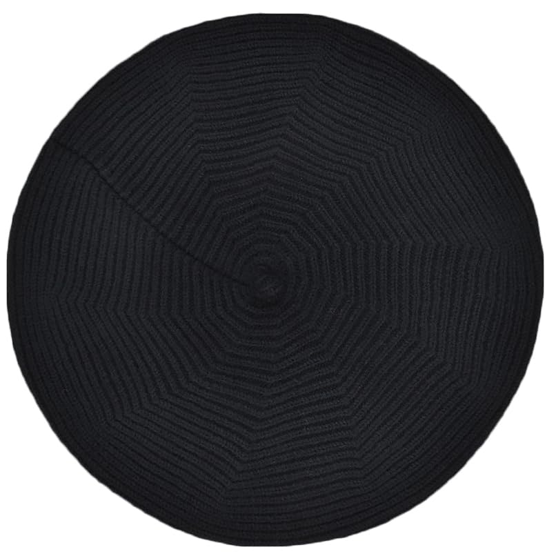 Cotton Knitted Women Beret Hat, French Style Solid Color Beret, Winter Autumn Warm and Soft Beanie Hat - color: Black