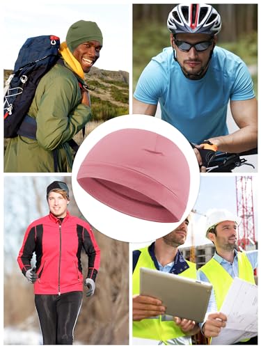 Syhood 4 Cotton Skull Caps for Men Women Sleep Night Hat Beanie - color: Army Green, Pink, Brown, Beige