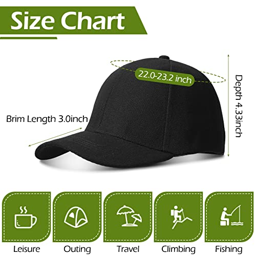 Geyoga 15 Pieces Baseball Cap Bulk, Adjustable Plain Hats - color: Black