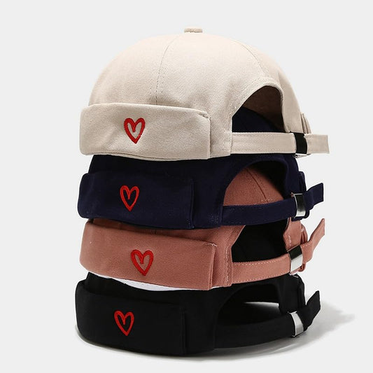 Brimless Docker Cap with Mountain Embroidery - color: Ax-black