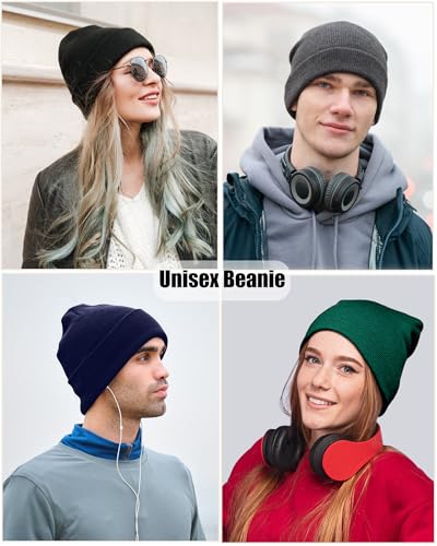ROYBENS Satin Lined Beanie Hat for Women Men, Wool Knit Cuffed Winter Hats - color: 1pcs Wood Green