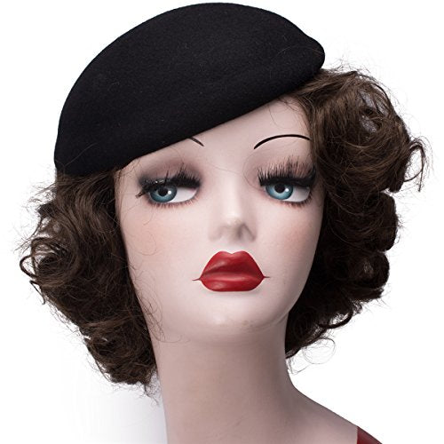 Cute Wool Felt Pillbox Hat Millinery Round Fascinator Base Craft Supply A048 - color: Black