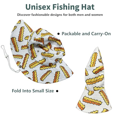 Funny Sun Hat for Men Women Wide Brim Bucket Hat Hiking Boonie Hat Summer Beach Fishing Caps - color: French Fries