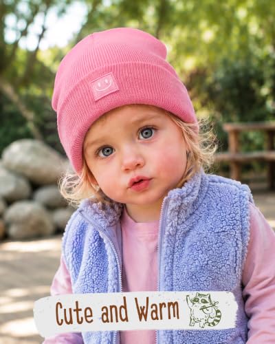 FURTALK Baby Beanie Toddler Winter Hat Boys Girls Kids Warm Knitted Cap - color: Purple+dark Pink, size: 0-6 Months
