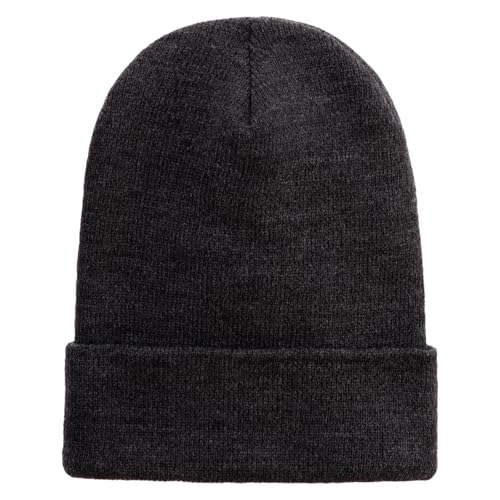 e4Hats.com 12 inch Cuffed Knit Long Beanie - color: Dk Grey
