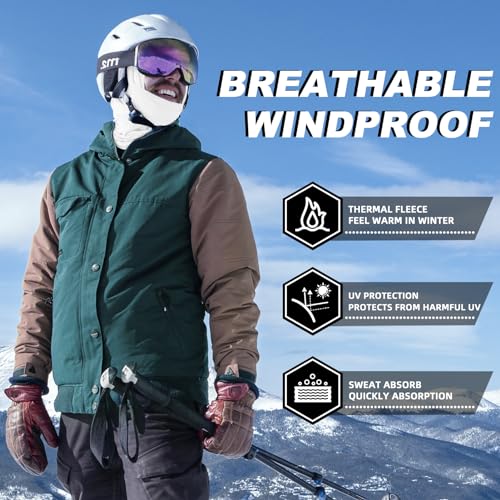 ROCKBROS Windproof Thermal Balaclava Ski Mask for Men and Women Cycling - color: White