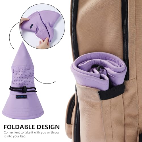 UPF 50+ Bucket Sun Hat with Laser Perforated Mesh Cooling Adjustable Breathable Lightweight for Outdoor Men Women - color: Purple
