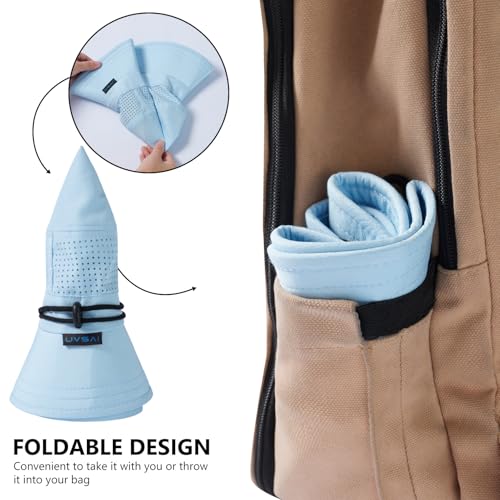 UPF 50+ Bucket Sun Hat with Laser Perforated Mesh Cooling Adjustable Breathable Lightweight for Outdoor Men Women - color: Cream Blue