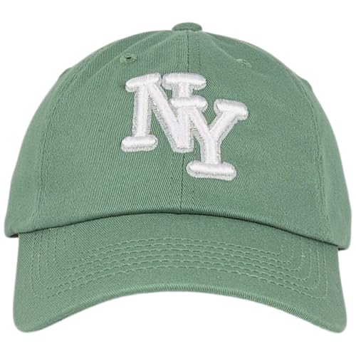 NY 3D Embroidered Dad Hat - New York Baseball Cap - color: Moss - White