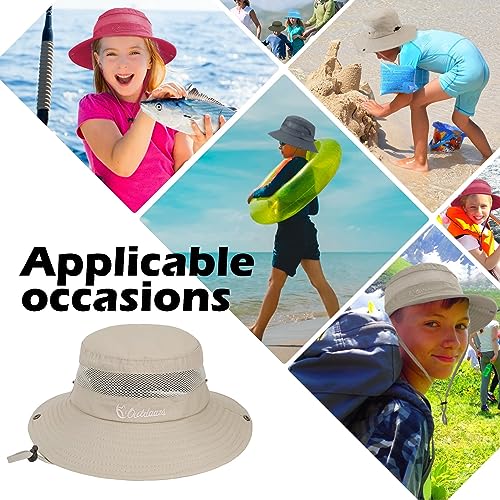 Century Star Outdoor Kids Sun Hat UPF 50+ Quick Dry Adjustable Bucket Hat Windproof Waterproof Beach Fishing Safari Hat - color: 2pcs Dark Grey & Sky Blue