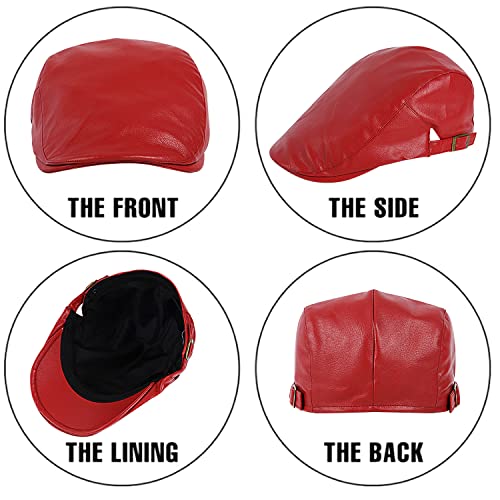 DOCILA Newsboy Flat Cap Women Men Fashion Print Gatsby Ivy Caps Adjustable All Seasons Cabbie Beret Hats - color: A-red