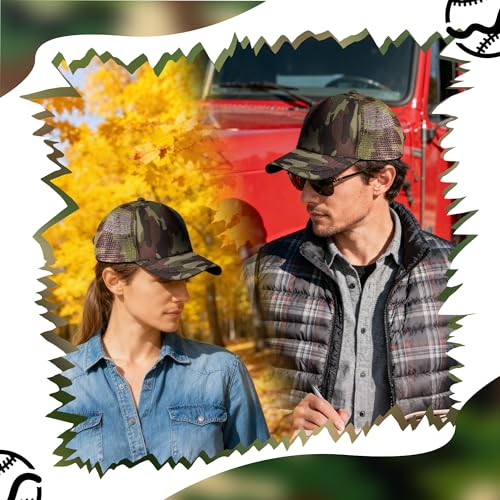 12 Pcs Sublimation Blank Trucker Hats Bulk Mesh Snapback Baseball Cap Mesh Trucker Caps for Men and Women DIY Custom Hats - color: Camouflage