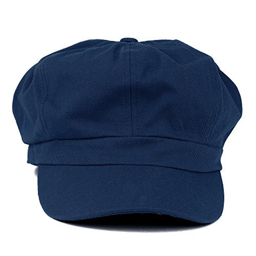 Women's Lightweight 100% Cotton Soft Fit Newsboy Cap with Elastic Back - color: Navy
