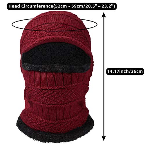 Syhood Knitted Balaclava Beanie Hat Winter Neck Warmer Ski Face Cover Neck Gaiter - color: Navy Blue, Red